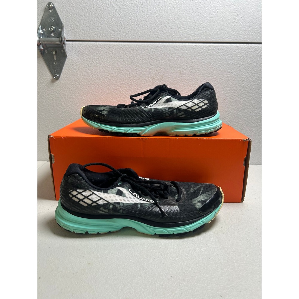 Brooks Launch 4 Black White Teal Size 10 #3025